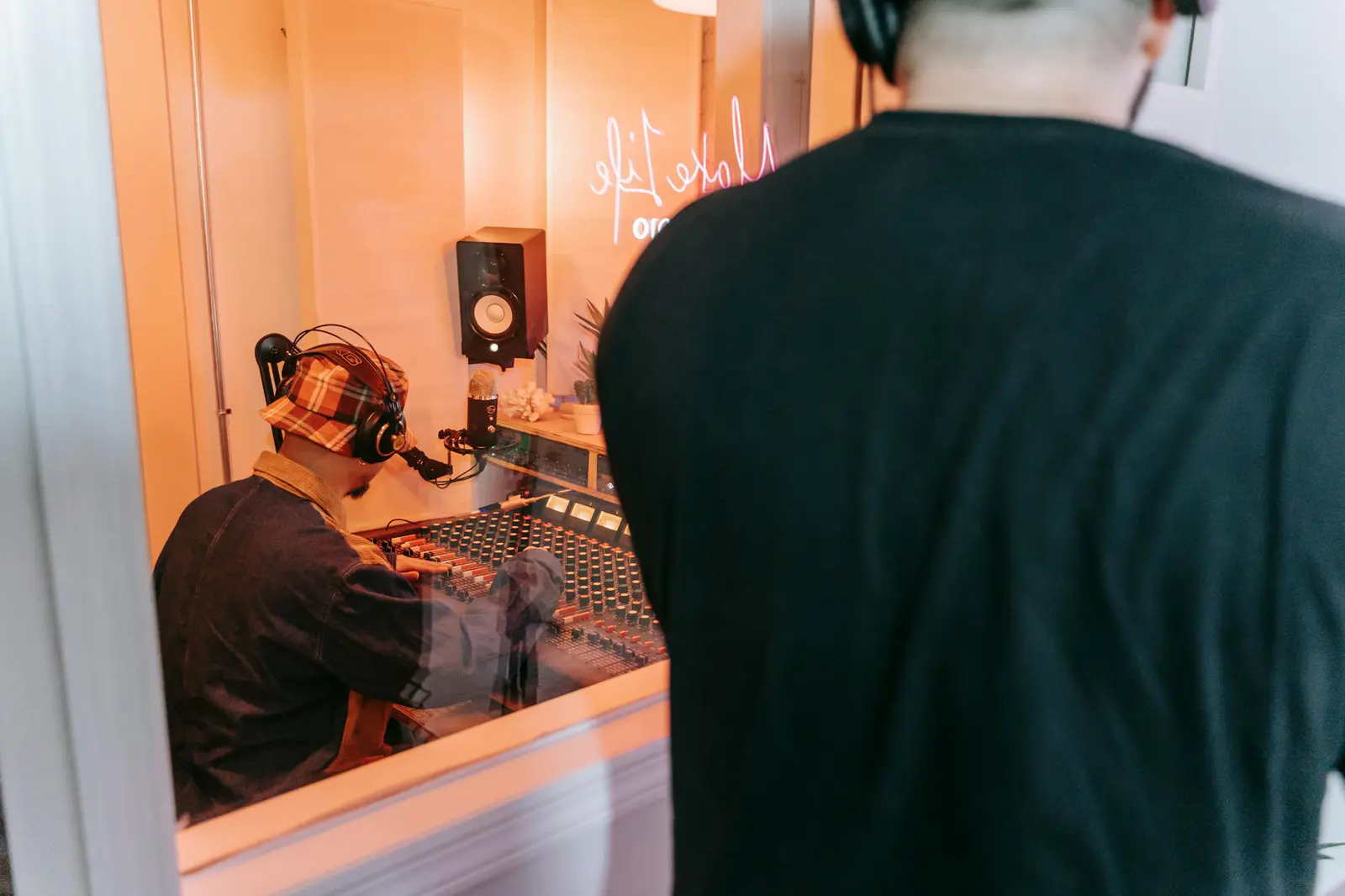 Foley recording in sound booth