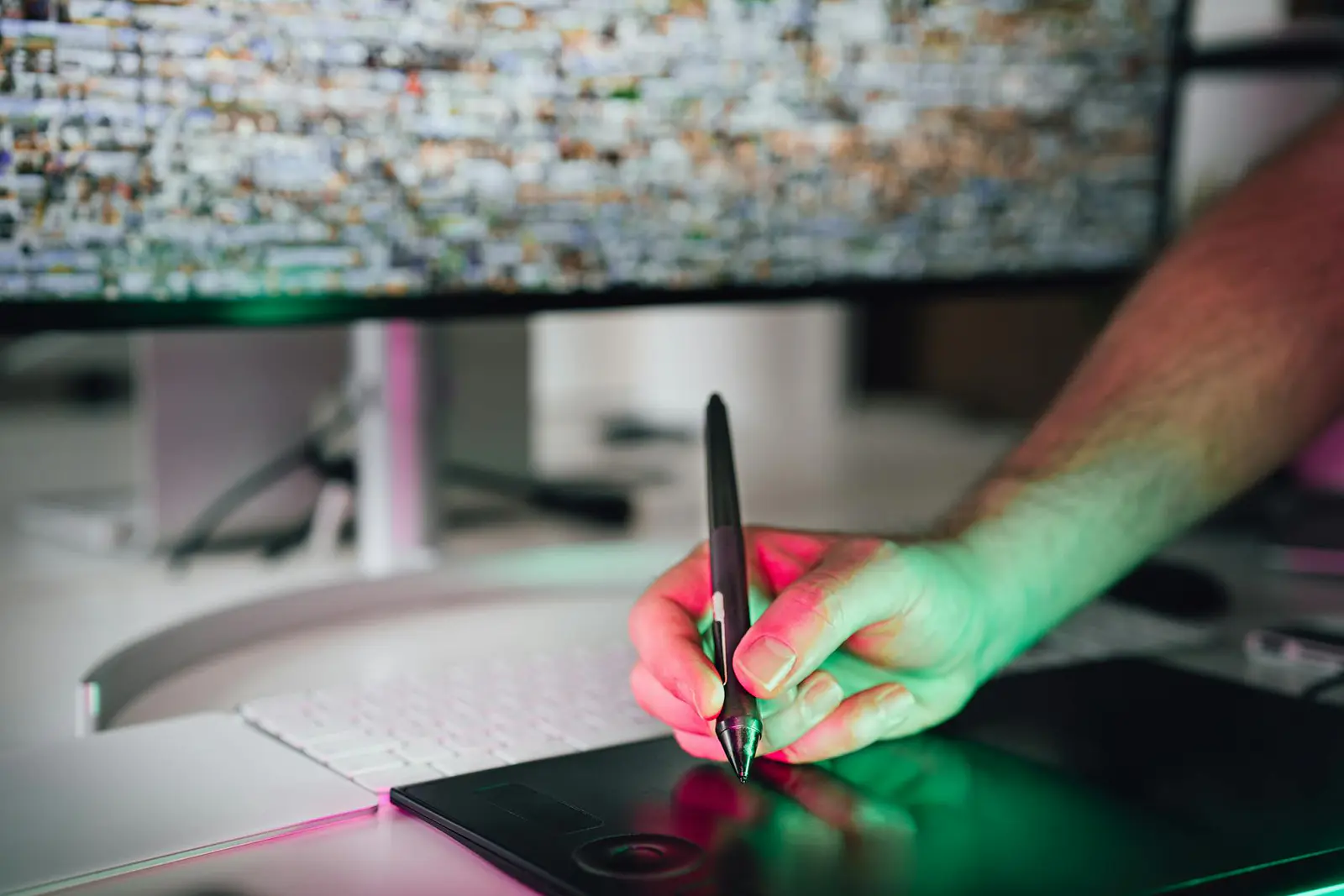 Digital artist working on a tablet