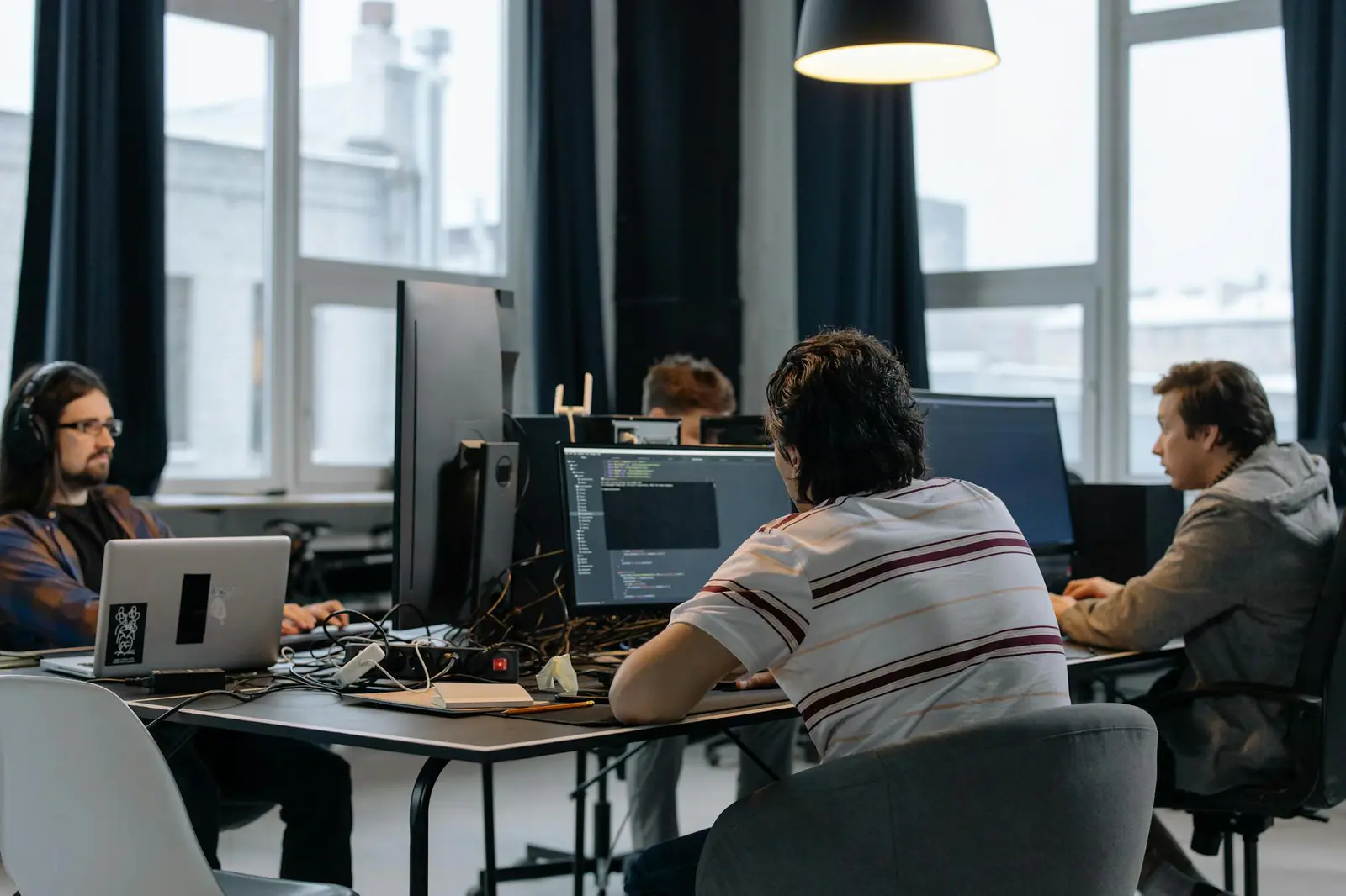Development team working on systems